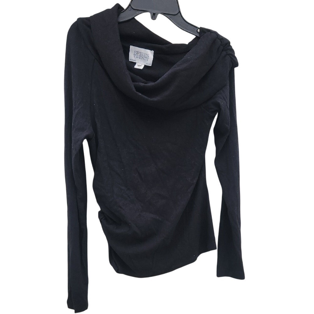 Fifteen Twenty Black Off The Shoulder Ribbed Slouchy Long Sleeve Boho Baddie S